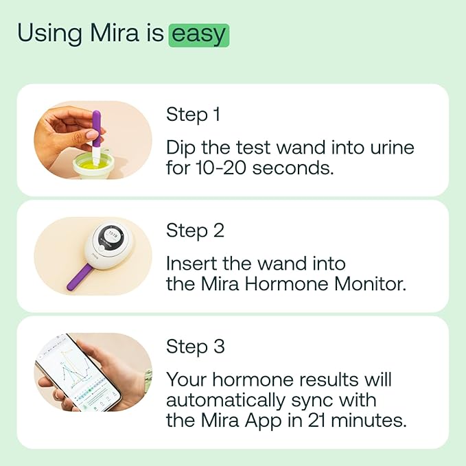 Mira Plus Fertility Monitor & Ovulation Test Kit for Women, Track LH, E3G Hormone Levels, Digital Fertility Tracker + 10 E3G & LH Test Strips, Monitor and Detect Ovulation at-Home with Mira App