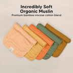 5-Pack Cotton Muslin Burp Cloths Baby Girls, Boys - Soft & Absorbent Spit Up Burp Rags, Large Muslin Towel, Cotton Wash Cloths for Babies, Newborn, Infant, No Shrink, Durable, Neutral (Phase)