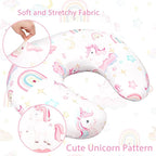 Pea Pod Nursing Pillow Cover Breastfeeding Pillow Slipcover for Moms Soft Breathable Organic Knit Fabric Newborn Infant Feeding Pillow Covers for Baby Girl Boy, Rainbow & Unicorn