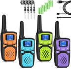WokTok Small Machine Walkie Talkie,Camping Outdoor Game Toys Christmas Birthday Gift for Boys and Girls 3 4 5 6 7 8 9 10 Years Old Rechargeable with NOAA,Lanyard Kids Walkie Talkie 2 Packs