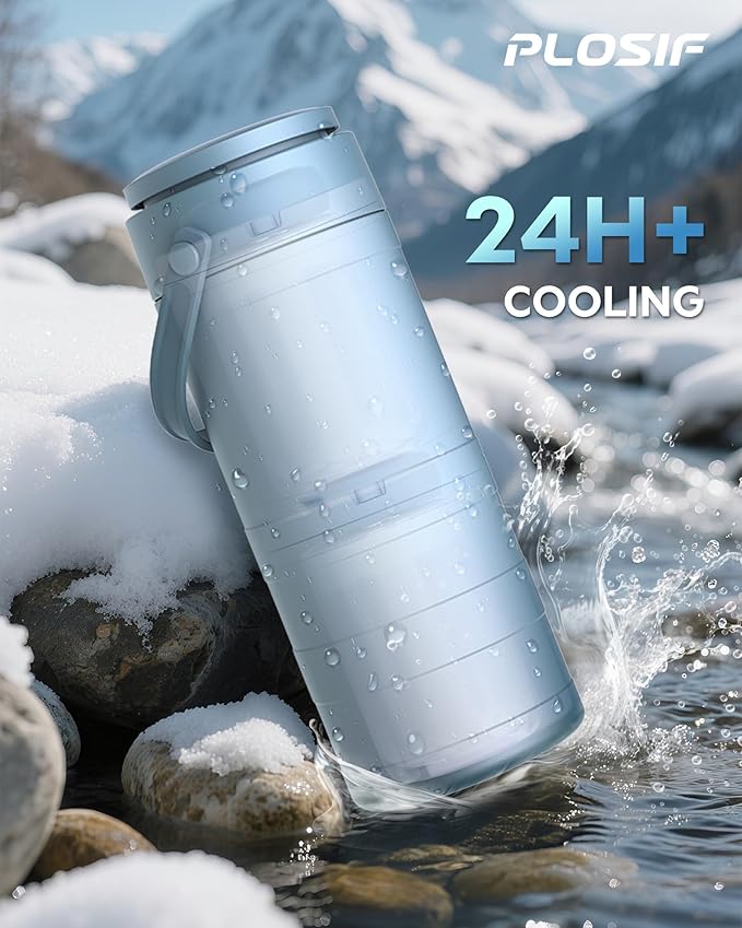 Portable Breast Milk Cooler for Outdoors, 360° All-Round Cooling Keeps Milk Fresh for 24 Hours, 22oz Large Capacity Breastmilk Chiller with 2pcs BPA-Free Bottle for Breastmilk Storage, Blue