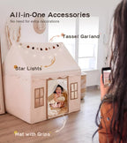 Little Dove Play Tent with Mat, Star Lights, Kids Playtent Indoor, Toddler Play Tent Large Outdoors for Kids Aged 3+, 52" x35" x 52", Toddler Teepee Play House with Windows