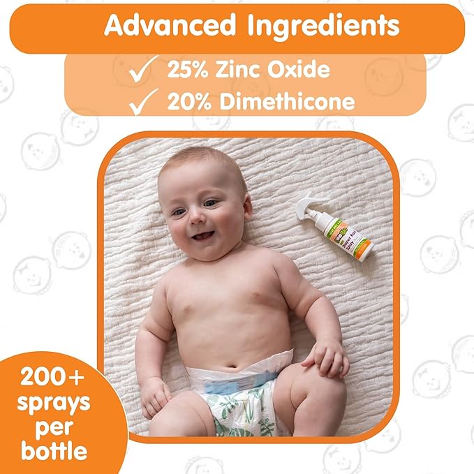 Diaper Rash Cream Spray by Boogie Bottoms, Travel Friendly No-Rub Touch Free Application for Sensitive Skin, from The Maker of Boogie Wipes