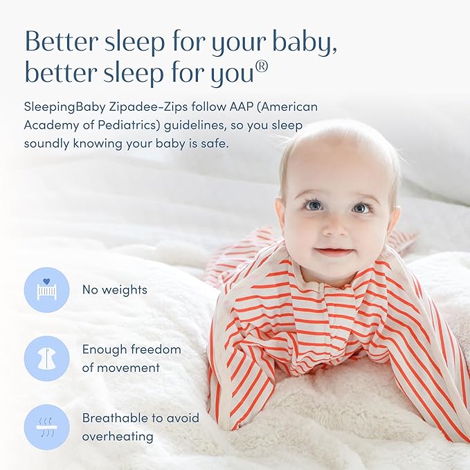 SleepingBaby Zipadee-Zip Transition Swaddle - Cozy Baby Swaddle Blanket with Zipper Convenience - Roomy Wearable Blanket for Easy Diaper Changes - Stripes Strawberry/Cream, Medium (6-12 Month)