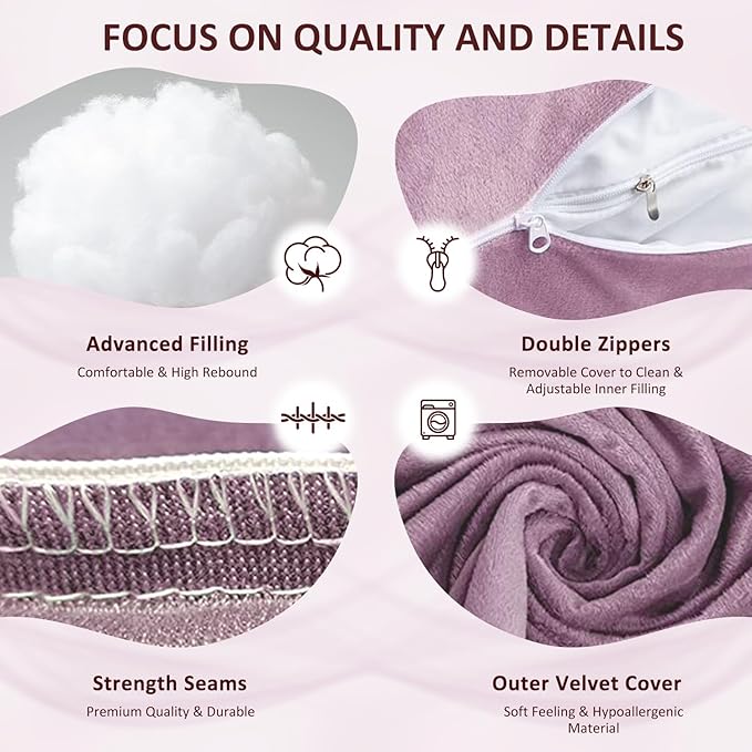 Chilling Home Pregnancy Pillow, U Shape Pregnancy Pillows for Sleeping, 55in Body Pillow for Sleeping, Body Pillows for Adults, Maternity Pillow, Velvet Removable Cover, Pink