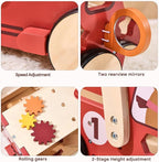 OESSUF 2-in-1 Wooden Baby Walker with 40 PCS Tool Toys – Baby Push Walker for 6-12 Months, Activity Center for Toddlers Aged 1-3 Years, Montessori Toy for Boys and Girls (Red)