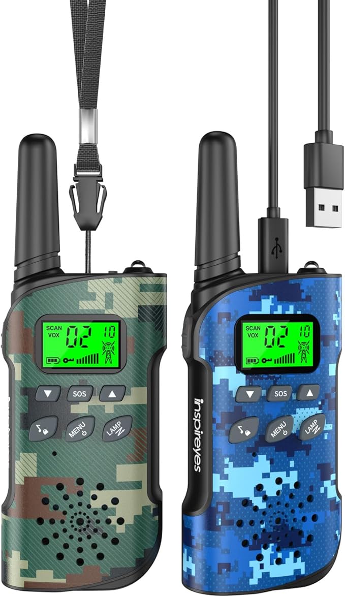 Walkie Talkies for Kids Rechargeable,Toys for Boys and Girls Ages 3-12, 2 Pack Long Range 2-Way Radios, Birthday Gifts,Christmas Stockings, Outdoor Play, Family Games, Hiking Camping Gear