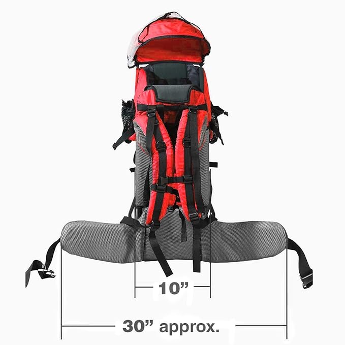 ClevrPlus Cross Country Baby Backpack Carrier, Red, Toddler Hiking Backpack with Comfortable Seat, Adjustable Straps & Belt, Foldable Frame Lightweight Large Capacity Child Carrier for Outdoor