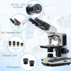 Swift Digital Binocular Compound Microscope 40X-2500X, with 5MP USB Camera, Two-Layer Mechanical Stage and Software Windows and Mac Compatible and Slides,Siedentopf Head,Research-Grade