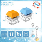 Keyboard Fidget Toys, Keyboard Fidget Keychain Keyboard Decompression Toys Keyboard Fidget Toy Button Stress Relief Gifts for Adult and Kids,Finger Clicker Toys,ADHD Toy,Cool Fidgets(Blue and Orange)