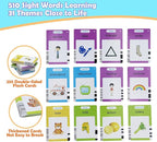 Spanish & English 510 Words Alphabet Bilingual Talking Flash Cards for 3-8 Years Toddlers, Pocket Speech Buddy Therapy Autism Toys, Educational Learning Interactive Toy for Boys Girls Kids Gifts Blue