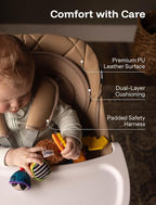 HARPPA 6 in 1 Baby High Chair, Convertible Infant Feeding Chair for Babies & Toddlers Table, Dining Booster Seat with Removable Tray, Khaki