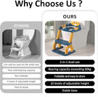 DEEKI Potty Training Seat Upgrade 2 in 1 Toddler Training Toilet Chair Potty Seat with Step Stool Ladder for Baby Kids Boys Girls(Blue and Yellow)