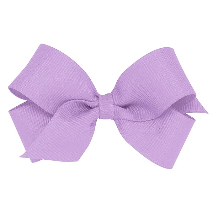 Wee Ones Girls' Plain Wrap Classic Grosgrain Hair Bows on a WeeStay No-Slip Hair Clip, Handmade, Mini, Light Orchid