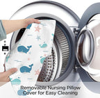 Little Grape Land New Nursing Pillow for Breastfeeding, Larger Breast Feeding Pillow and Positioner with Removable Cover for More Support, Tummy Time and Bottle Feeding Support Pillow, Whale