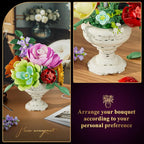 JAKI Artificial Flowers Arrangement Building Sets, 9.8in Botanicals Bouquet Building Kits with Unique Display Stand, for Home Decor, Wedding, Birthday Gift for Adults Girls 18+