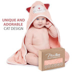 MINIBOO Hooded Baby Towels for Newborn & Toddler - Super Soft Baby Bath Towels with Hood, Highly Absorbent Viscose Made from Bamboo Hooded Towel for Girls, Newborn Essentials.