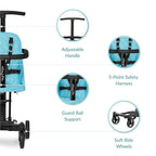 Dream On Me Lightweight and Compact Coast Rider Stroller with One Hand Easy Fold, Adjustable Handles and Soft Ride Wheels, Sky Blue