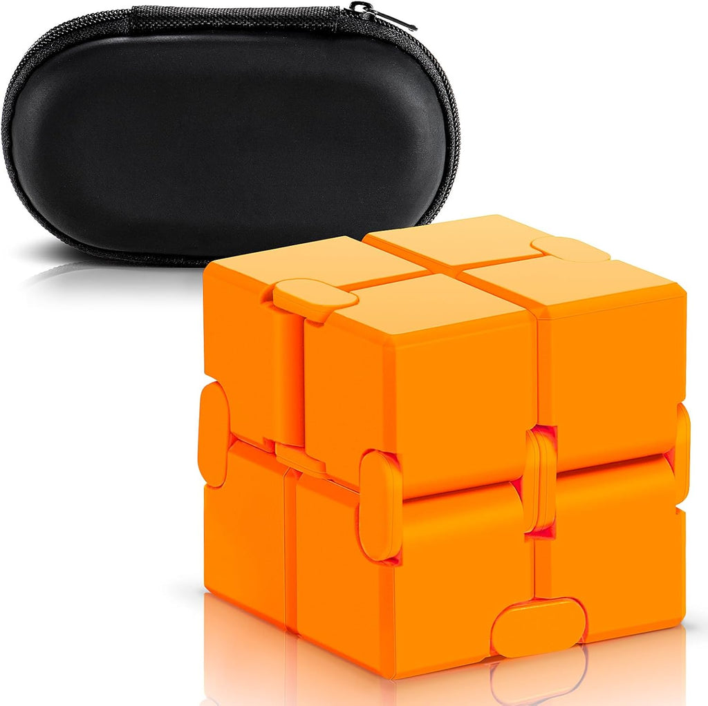 Fidget Cube, Durable Nylon Infinity Desk Toy, Skin-Friendly Handheld Gadget, Mini Stress-Relief Adult Fidget Toy for Anxiety Alleviation (Lightweight/Bright Orange)