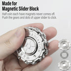 FREELOVE Metal Fidget Spinner Magnetic Slider, Spinning Haptic Clicker, Heavy Stainless Steel Spin Clicky, Small Round Gear Click Gyro, Premium Silent Bearing, Adults Anxiety Cool, Nuc Silver