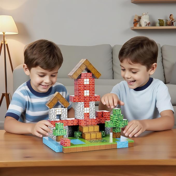 Hayder 100PCS Build Forest World Magnetic Building Blocks, Stacking Magnet Cubes STEM Construction Montessori Sensory Toys for Kids 3+