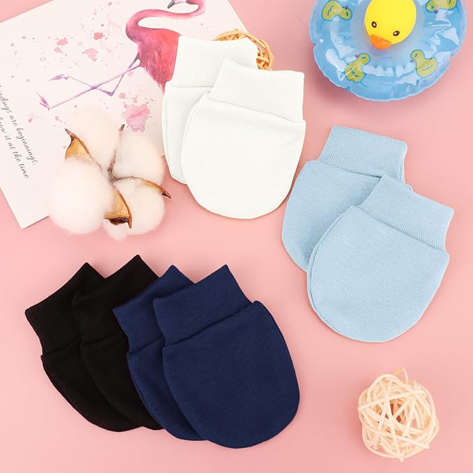 Newborn Baby Mittens No Scratch Cotton Elastic Wrist Gloves Infant Toddler Mittens for Baby Boy Girl 0-6 Months