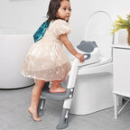 Potty Training Seat with Step Stool Ladder, SKYROKU Potty Training Toilet for Kids Boys Girls Toddlers - Comfortable Safe Potty Seat with Anti-Slip Pads Ladder Grey
