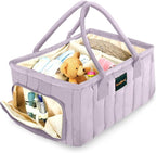 Baby Diaper Caddy Basket Organizer-Sturdy, Breathable & Washable - Stylish Storage, Portable, Car Caddy Organizer, Nursery, Baby Gift Registry Newborn Essentials (Lilac)