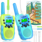 Vvinca Rechargeable Walkie Talkies for Kids 4 Pack, 5-7 Year Old Boy Toys Long Range 22 Channels 2 Way Kids Walkie Talkie with Flashlight for Camping Hiking Indoor Outdoor 3 4 5 6-12 Girl Boy Gift