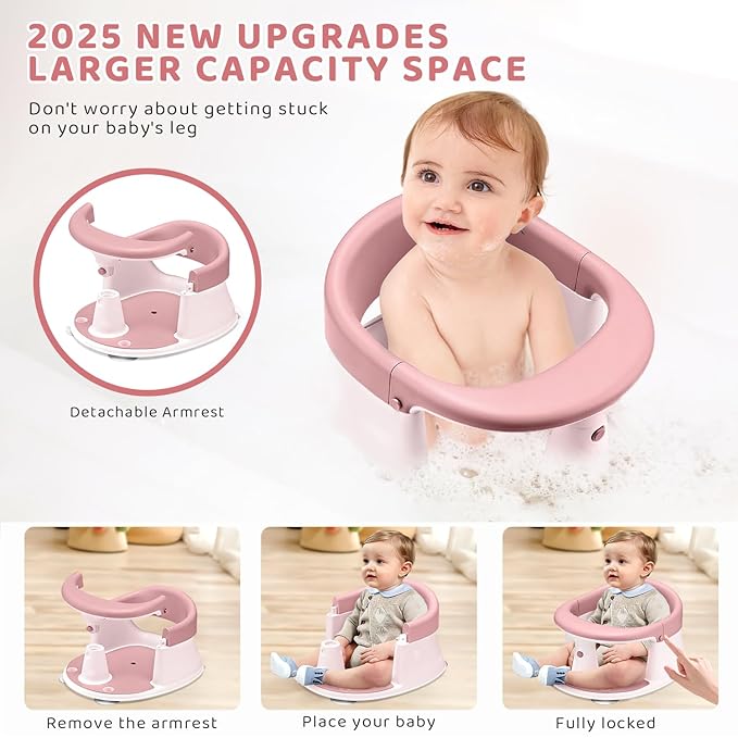 Baby Bath Seat, 2025 New Upgraded Infant/Toddler Sit Up Bathtub Seat for 6-12-24 Months, Great Shower Gifts for Newborn and New Mothers