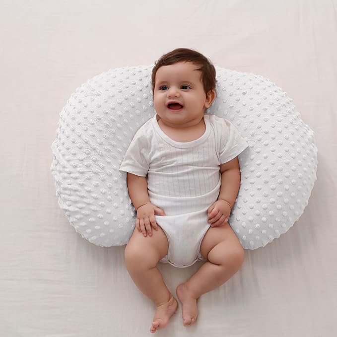 Baby Nursing Pillow and Body Positioner with Premium Slipcover for Breastfeeding for Baby Boys and Girls, Feeding Pillow with Breathable Comfortable Pillowcase (Cloud Dancer)