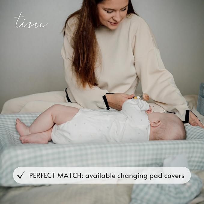 Baby Wipes Cover – Universal Size, One Size Fits All Wipes Packages | Muslin Cotton Tissue Cover for Nursery, Diaper Bag & Changing Table, Station | Gingham & Neutral Patterns (Light Mint Gingham)