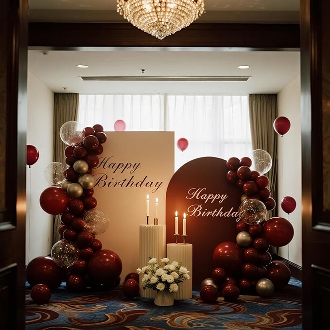 140pcs Burgundy Round Balloons Different Sizes 18 12 10 5 Inch Latex Balloons for Arch Decoration Party Balloon Kit for Graduation Birthday Party Wedding Balloon Baby Shower Decoration
