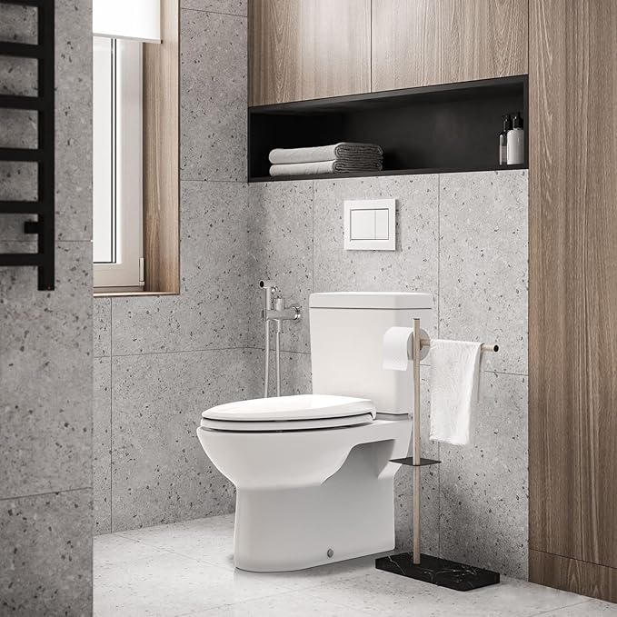 Elongated Toilet Seat, 19" Toilet Seat Set with Built-In Potty Training Seat for Toddlers, Quiet Close Hinges, Safe PP Material, Easy Install for Family Bathrooms, White 2-Pack