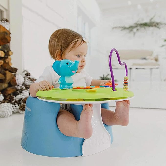 Bumbo Baby Infant Soft Foam Comfortable Support Wide Floor Seat with 3 Point Adjustable Harness for Ages 3 to 12 Months, Powder Blue