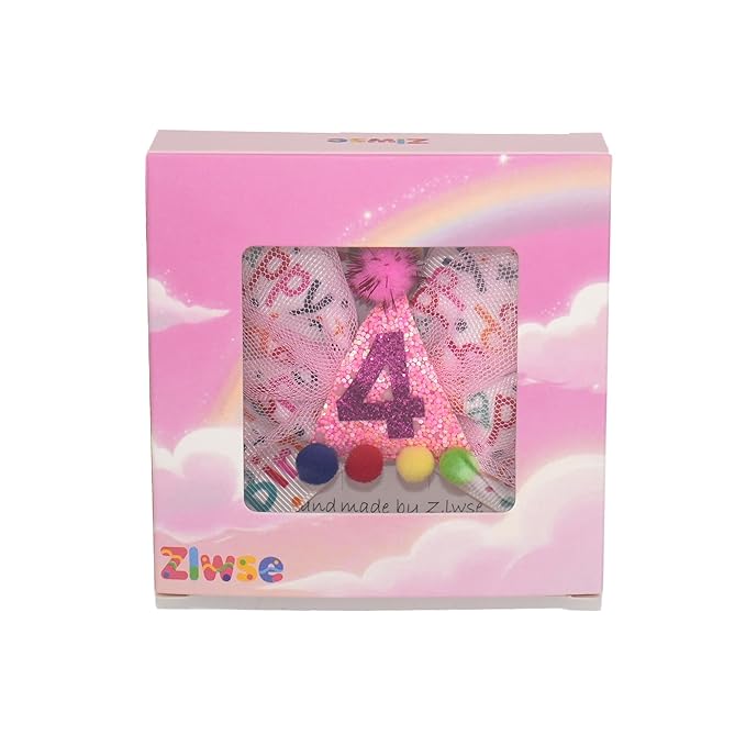 Birthday Hair Bow for Baby Girls 1 2 3 4 5 6 Years Sprinkle Decorations Party Hair Accessories for Four 4th Birthday Confetti Ice Cream