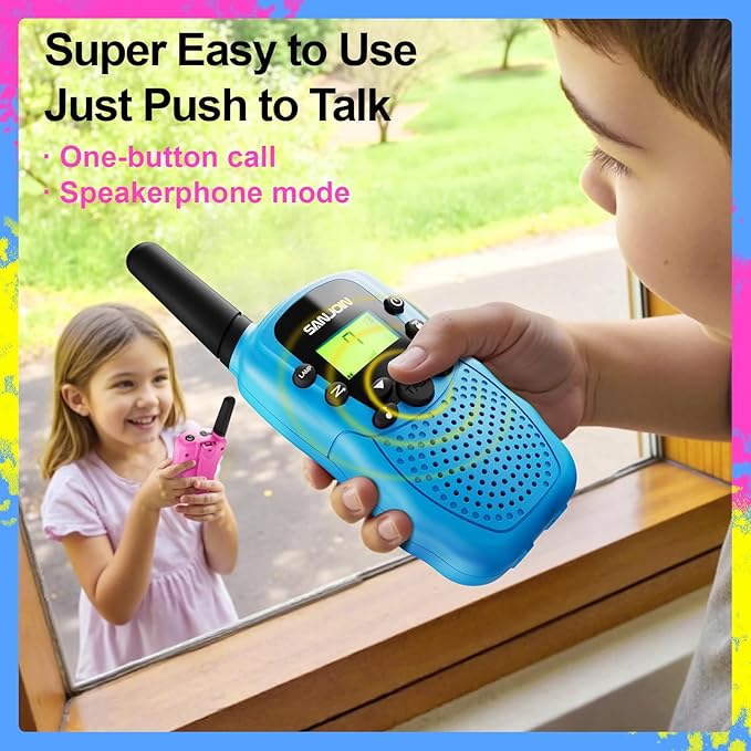 Walkie Talkies for Kids Toys for Boys Girls 4-6, 3 Miles Range Walkie Talkie to Camping, Outdoor 4 Year Old Girl Birthday Gifts for 3 4 5 6 7 Year Old Boy Girl Gifts Age 6-8 (Blue&Pink&Yellow)