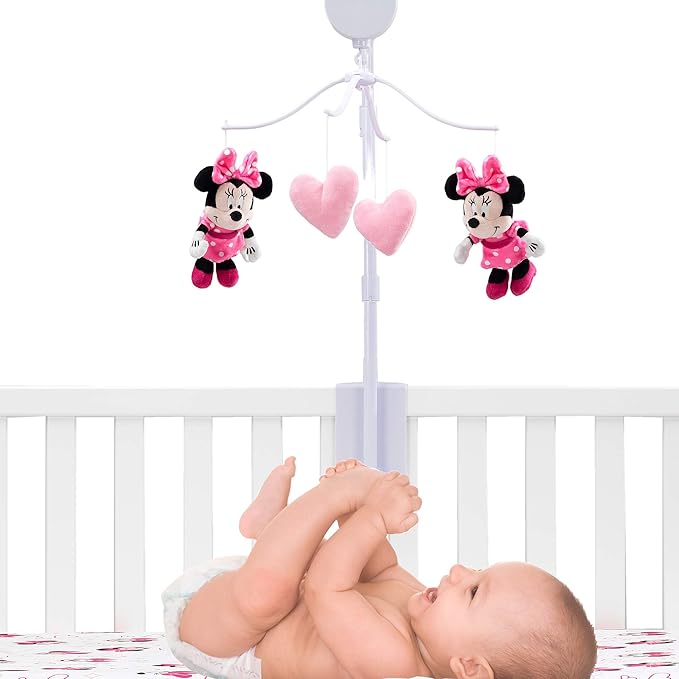 Lambs & Ivy Disney Baby Minnie Mouse Love Pink Musical Baby Crib Mobile Soother