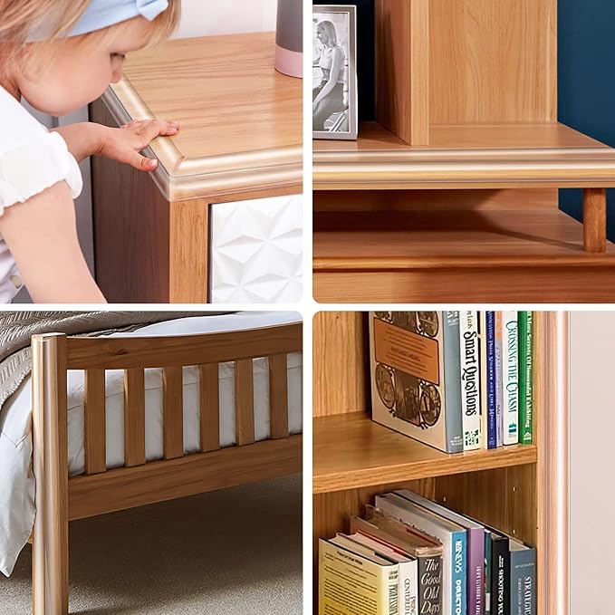 Baby Proofing, 0.4in Edge Protector Strip Clear, Thickened Silicone Soft Corner Protectors with Upgraded Pre-Taped Strong Adhesive, 19.6ft Edge Protectors for Cabinets, Tables, Drawers (White)