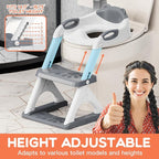 SKYROKU Potty Training Seat for Toddlers – 2-in-1 Adjustable Potty Ladder with Step Stool, Anti-Slip Cushion, Splash Guard & Extra-Wide Pedals, Supports 200+ lbs, Ideal for Boys & Girls