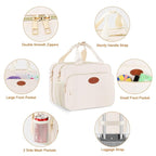 PIIOSER Insulated Baby Bottle Bag with Ice Pack, Breastmilk Cooler Compatible with Wearable Breast Pumps & Accessories - Breastfeeding On The Go for Nursing & Working Moms, Cream