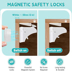 Magnetic Cabinet Locks Baby Proofing - Children Proof Cabinet Drawers Safety Locks (10 Locks and 2 Keys)