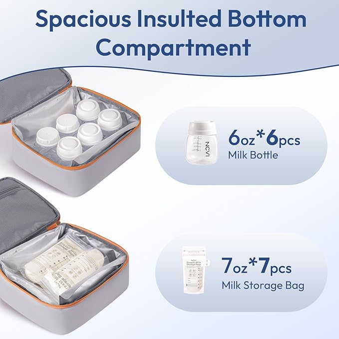NCVI Breast Pump Bag for Spectra S1/S2, Breast Milk Cooler Travel Bag with Ice Pack, Double Layer Removable Breast Pump Backpack for Working Moms, Insulated Cooler Bag for Bottle & Nursing Essentials