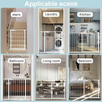 WAOWAO Triple Lock Baby Gate Extra Wide 76.77-81.49" Pressure Mounted Walk Through Swing Auto Close Safety White Metal Dog Pet Puppy for Stairs,Doorways,Kitchen