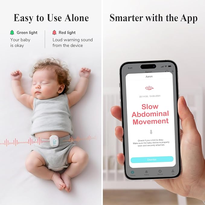 Sense-U Pro Baby Monitor – Breathing Movement, Rollover & Overheating Trackers for Better Sleep, Simple Clip-On Smart Sleep Monitor with Arousal Vibration, Audible Alerts & Sleep Analysis