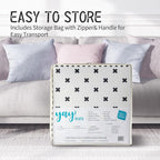 Yay Mats Stylish Extra Large Baby Play Mat. Soft, Thick, Non-Toxic Foam Covers 6 ft x 4 ft. Expandable Tiles with Edges Infants and Kids Playmat Tummy Time Mat (Brooklyn Cross White)