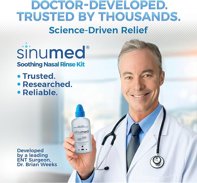 Sinus Rinse Kit, 30PK Nasal Rinse Packets with Saline, Squeeze Bottle, Alternative to Neti Pot, Helps with Allergy, Congestion, Cold Symptoms (30PK, Squeezable Bottle and Saline Only)