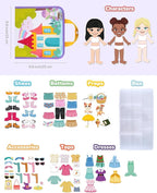 CHEFAN Felt Dress-Up Dolls Set,Pretend Play Dress Up Game with Felt Board, Outfit and Accessory Pieces,Perfect for Little Girls 3+