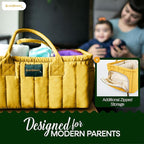 Baby Diaper Caddy Basket Organizer-Sturdy, Breathable & Washable - Stylish Storage, Portable, Car Caddy Organizer, Nursery, Baby Gift Registry Newborn Essentials (Yellow)