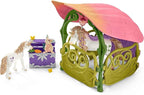 Schleich Bayala - 71 PC Glittering Flower House Playset with Fairy Figure, 2 Cute Unicorn Toys and Fairy Dollhouse Accessories for Girls and Boys - Fantasy Figurine Animal Set for Kids Ages 5+ | 42447